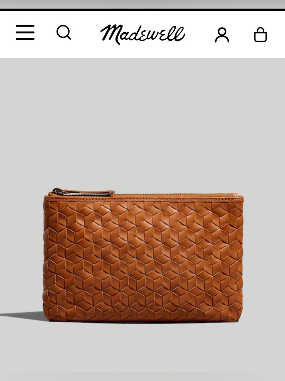 Madewell The Leather Pouch Clutch: Woven Edition in Desert Camel